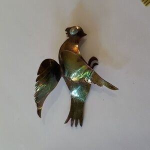 Vintage Sterling Silver Figural Bird Brooch with Pearl